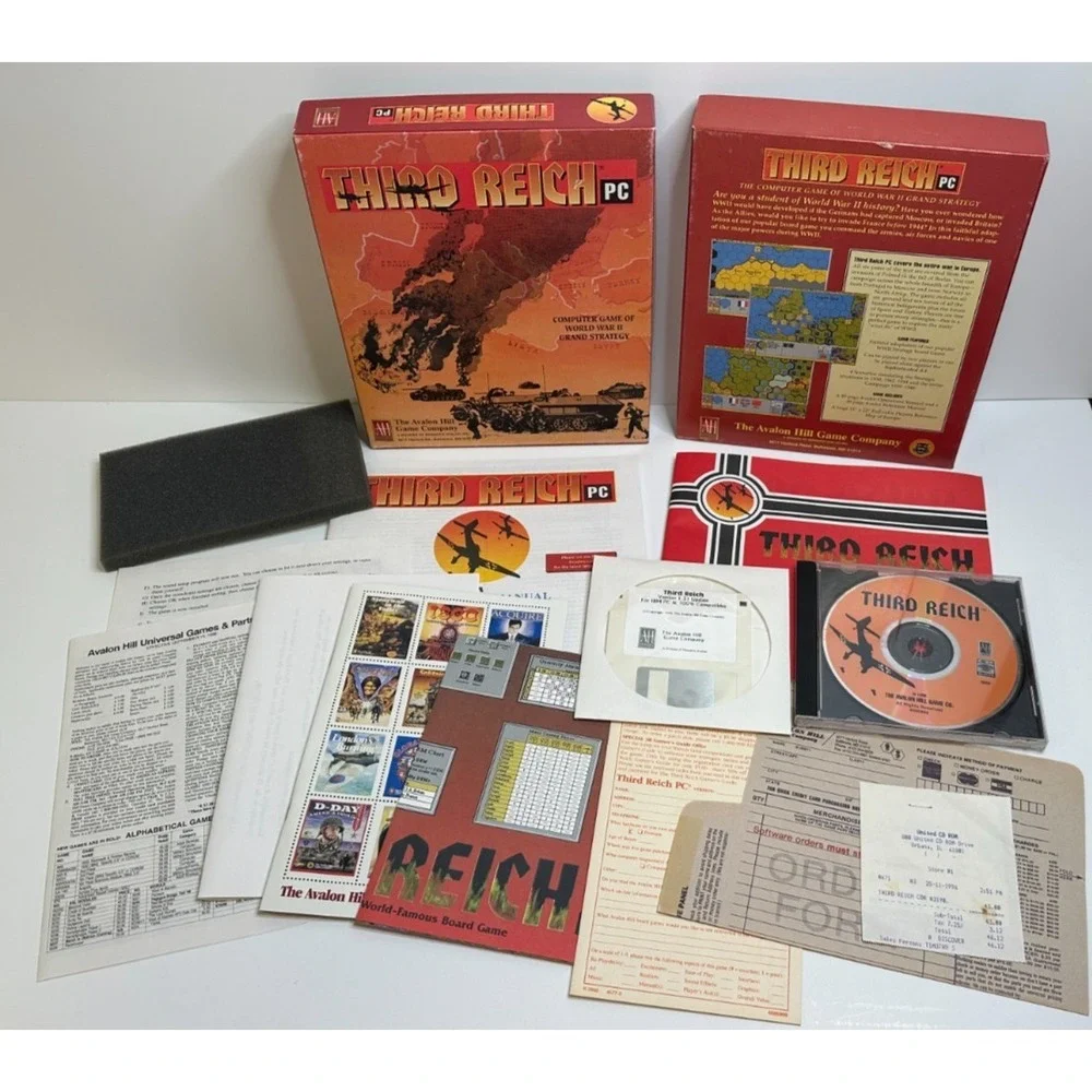 Third Reich PC Game 1996 BIG BOX AVALON HILL WORLD WAR II True Complete NM
